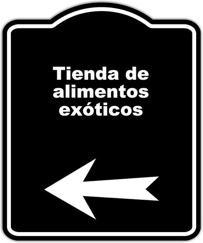 Tienda de alimentos exóticos علامة سوداء إسبانية سهم يسار من الألومنيوم المركب 20 × 24 بوصة in Kuwait