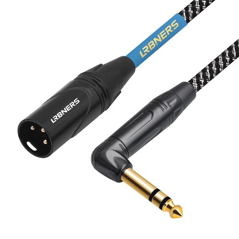5FT الزاوية اليمنى 6.35 مم TRS ذكر إلى كابل ذكر XLR - 90 درجة TRS، سبائك الزنك XLR، درع مضفر للواجهة للاتصال بالخلاط، مناسب للمساحات الضيقة in Kuwait