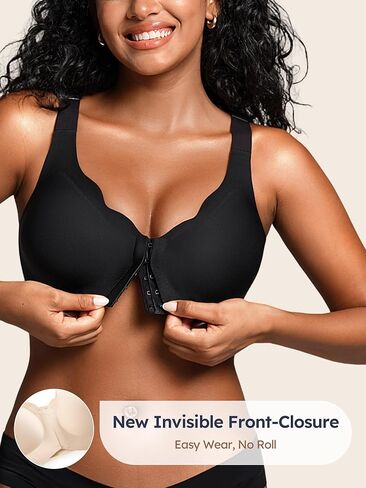 حمالات صدر بإغلاق أمامي للنساء - M-4XL - حمالة صدر جيلي لاسلكية مع خطافين وعينين بدون سلك داخلي بدون خياطة in Kuwait