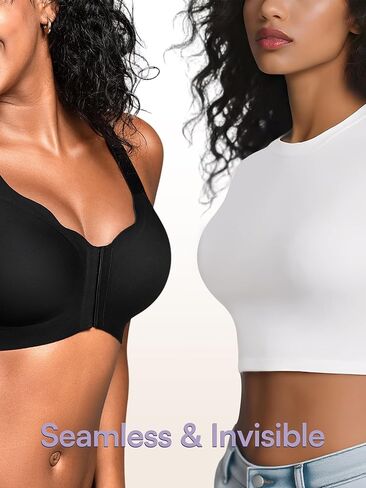 حمالات صدر بإغلاق أمامي للنساء - M-4XL - حمالة صدر جيلي لاسلكية مع خطافين وعينين بدون سلك داخلي بدون خياطة in Kuwait