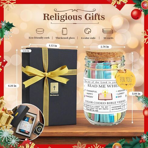 Bible Verse Jar with 90 Scripture Cards & Alloy Lid - Read Me When for Daily Encouragement, Prayer and Reflection - Christian Catholic Gifts for Women, Men, Teens - Ideal Christmas, Birthday Gift in Saudi Arabia