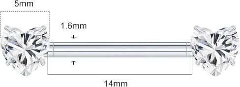 Titanium Nipple Rings 14G Nipple Piercing Jewelry with Heart CZ 14mm in Kuwait