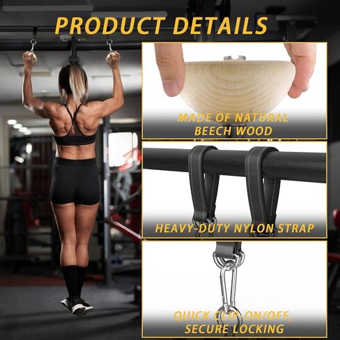 Wooden Grip Balls for Pull-Ups – 2-in-1 Flat Top & Half-Sphere Design – Beech Wood Forearm Strength Trainer with Straps & Metal Clips – for Climbers & Athletes in Saudi Arabia