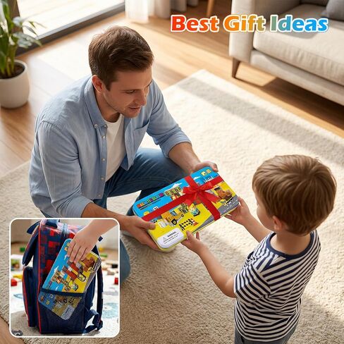 45PCS Magnetic Blocks Travel Toys for Kids with Portable Iron Box, Mini Magnetic Cubes Toys for Airplane & Car Ride STEM Learning Gift Idea for Ages 3+（ Construction Theme） in Saudi Arabia