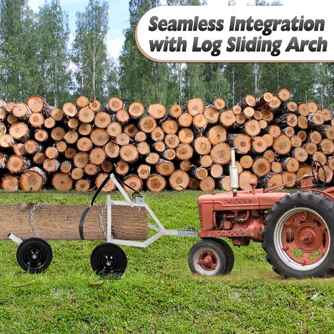24" Log Skidding Arch& Holder Set, 1500 Lbs Capacity Log Skidder, Durable Steel Rustproof Log Dolly with Manual Winch, Choker Chain& Binder, Dolly Set for Farm Wood Transport (24'' ATV SET) in Saudi Arabia