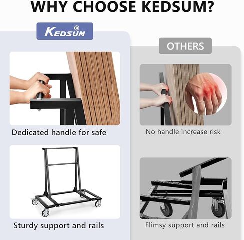 KEDSUM 2200 رطل عربة الحوائط الجافة شديدة التحمل، عربة طاولة مصنوعة من الفولاذ السميك مع مقبض، لوحة دوللي مع عجلات دوارة 5 بوصات، التعامل مع الحوائط الجافة، الخشب الرقائقي، الخشب، مثالية للمصنع، الفندق، المستودع، الحفلات in Kuwait
