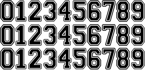 Thick 10 mil Outline Black White Numbers Outline Youth Baseball Hockey Football Lacrosse Softball Helmet Two Color Number Sticker Decal Set 1.5 inches Tall 3 Sets in Saudi Arabia