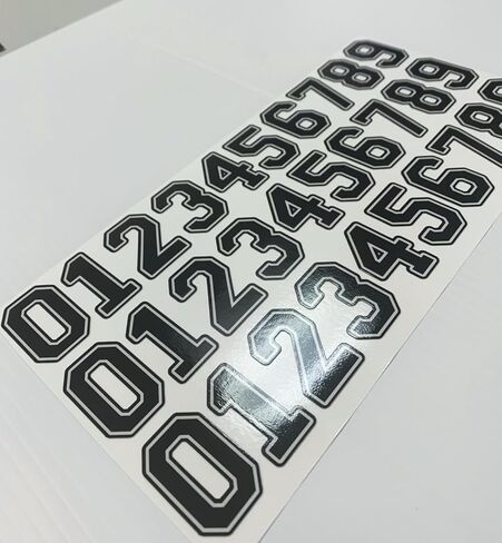 Thick 10 mil Outline Black White Numbers Outline Youth Baseball Hockey Football Lacrosse Softball Helmet Two Color Number Sticker Decal Set 1.5 inches Tall 3 Sets in Saudi Arabia