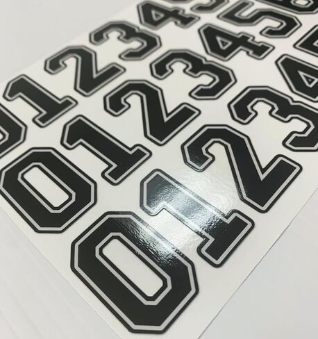 Thick 10 mil Outline Black White Numbers Outline Youth Baseball Hockey Football Lacrosse Softball Helmet Two Color Number Sticker Decal Set 1.5 inches Tall 3 Sets in Saudi Arabia