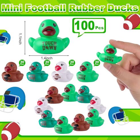 Gejoy 100 PCS Fall Footbool Rubber Rubber Ducks Sports Rubber Duckies Bulk Mini Pool Bath Ducks Small Tiny Ducky for Autumn موضوع كرة القدم يفضل الهدايا in Kuwait