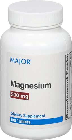 Major Magnesium 500mg - Magnesium Oxide Tablets - Dietary Supplement - 100 Count (2 Pack) in Saudi Arabia