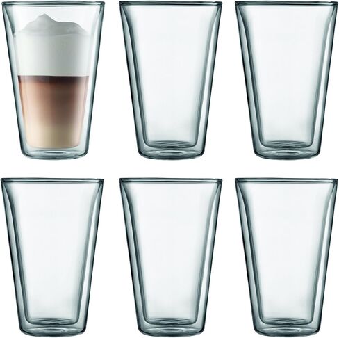 Bodum 13.5oz Canteen Double Wall High-Heat Borosilicate Glass, Set of 6, Clear in Saudi Arabia