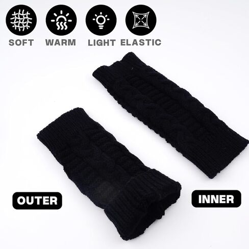 Gloves with Thumb Hole, Stretchy Knitting Gloves for Women Men Winter Cold Weather, Black in Saudi Arabia