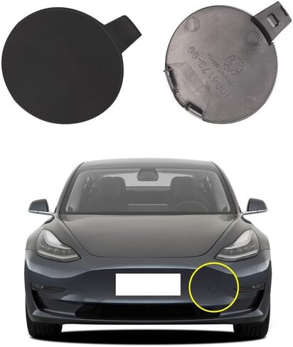 غطاء خطاف سحب المصد الأمامي للسيارة متوافق مع طراز Tesla 3 2017 2018 2019 غطاء غطاء المقطورة 108417300E 1084173-00-E غطاء صغير لسحب غطاء العين باللون الأحمر من جانب السائق الأيسر in Kuwait