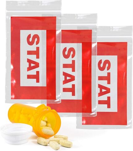 APQ Supply Red STAT Bags, Pack of 1000, 5 x 8 Inch Clear Zipper Polyethylene Bags, 2 mil Thick, Seal Top, Printed for Clinical and Operative Use in Saudi Arabia