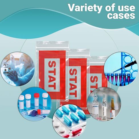 APQ Supply Red STAT Bags, Pack of 1000, 5 x 8 Inch Clear Zipper Polyethylene Bags, 2 mil Thick, Seal Top, Printed for Clinical and Operative Use in Saudi Arabia