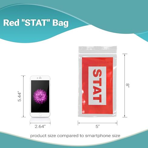 APQ Supply Red STAT Bags, Pack of 1000, 5 x 8 Inch Clear Zipper Polyethylene Bags, 2 mil Thick, Seal Top, Printed for Clinical and Operative Use in Saudi Arabia