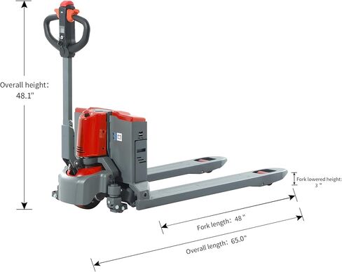 Tory Carrier Electric Pallet Truck 4400 Lb. Cap. Heavy Duty Pallet Jack 48 x 27 Forks Size Big Capacity Li-ion Battery-Red in Saudi Arabia