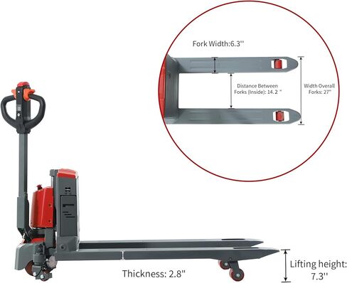 Tory Carrier Electric Pallet Truck 4400 Lb. Cap. Heavy Duty Pallet Jack 48 x 27 Forks Size Big Capacity Li-ion Battery-Red in Saudi Arabia