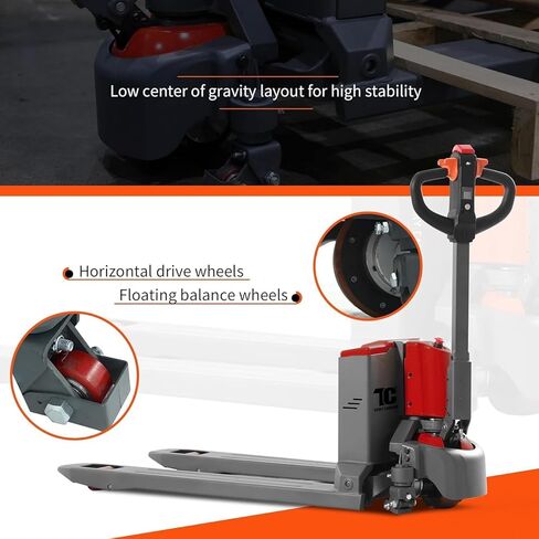 Tory Carrier Electric Pallet Truck 4400 Lb. Cap. Heavy Duty Pallet Jack 48 x 27 Forks Size Big Capacity Li-ion Battery-Red in Saudi Arabia