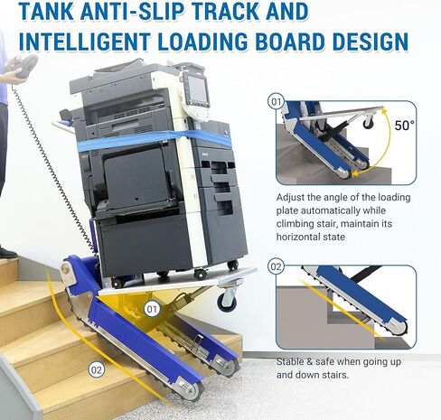 CT310 Electric Crawler Dolly - 684 LBS Load Capacity, Powered Tracked Stair Climber Trolley with Anti-Slip Design for Heavy Duty Material Handling in Saudi Arabia