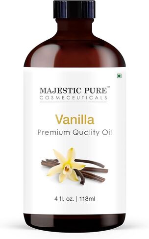 زيت الفانيليا العطري النقي من ماجستيك مع قطارة زجاجية - 118 مل - زيت الفانيليا النقي والطبيعي 100% - زيوت أساسية من الدرجة الممتازة للناشر والعلاج العطري وصناعة الصابون والشموع in Kuwait