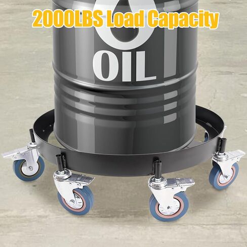 55 Gallon Drum Dolly with 8 Swivel Caster Wheel, 2000 Lbs Capacity Heavy Duty Steel, Trash Can Dolly Cart, Oil Drum Caddy Round Dolly Garbage Can Dolly Non Tipping for Warehouse Workshop in Saudi Arabia