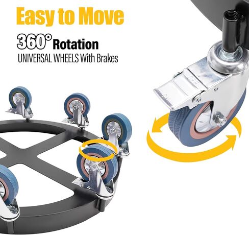 55 Gallon Drum Dolly with 8 Swivel Caster Wheel, 2000 Lbs Capacity Heavy Duty Steel, Trash Can Dolly Cart, Oil Drum Caddy Round Dolly Garbage Can Dolly Non Tipping for Warehouse Workshop in Saudi Arabia