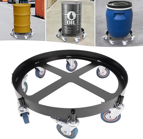 55 Gallon Drum Dolly with 8 Swivel Caster Wheel, 2000 Lbs Capacity Heavy Duty Steel, Trash Can Dolly Cart, Oil Drum Caddy Round Dolly Garbage Can Dolly Non Tipping for Warehouse Workshop in Saudi Arabia