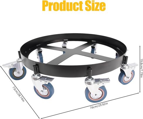 55 Gallon Drum Dolly with 8 Swivel Caster Wheel, 2000 Lbs Capacity Heavy Duty Steel, Trash Can Dolly Cart, Oil Drum Caddy Round Dolly Garbage Can Dolly Non Tipping for Warehouse Workshop in Saudi Arabia