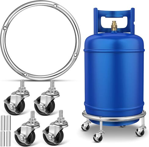 BESPORTBLE Movable Propane Tank Holder 20Lb Cylinder Stand with Brake Wheels Gas Cylinder Base Plate Cart for Easy Transport and Stable Support in Saudi Arabia