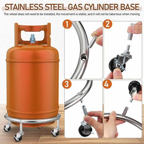 BESPORTBLE Movable Propane Tank Holder 20Lb Cylinder Stand with Brake Wheels Gas Cylinder Base Plate Cart for Easy Transport and Stable Support in Saudi Arabia