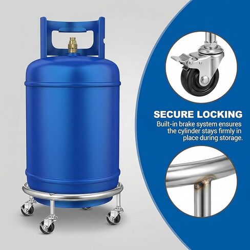 BESPORTBLE Movable Propane Tank Holder 20Lb Cylinder Stand with Brake Wheels Gas Cylinder Base Plate Cart for Easy Transport and Stable Support in Saudi Arabia