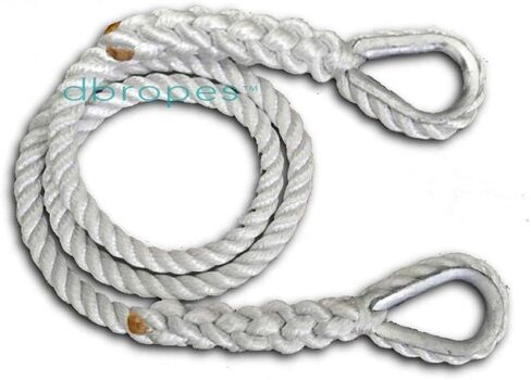 Mooring Line Pendant with 2 Thimbles 100% Nylon Rope.(TS 6400 Lbs.) Made in USA (1/2 in x 8 ft) in Saudi Arabia