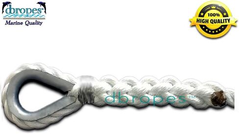 Mooring Line Pendant with 2 Thimbles 100% Nylon Rope.(TS 6400 Lbs.) Made in USA (1/2 in x 8 ft) in Saudi Arabia