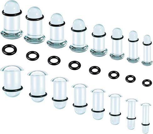 20 قطعة من مجموعة أدوات قياس الأذن الزجاجية بزيادات 0.5 مم 14G-2G سدادات مضيئة واحدة Comf مضادة للحساسية وتمتد مجموعة قياس ثقب الجسم in Kuwait