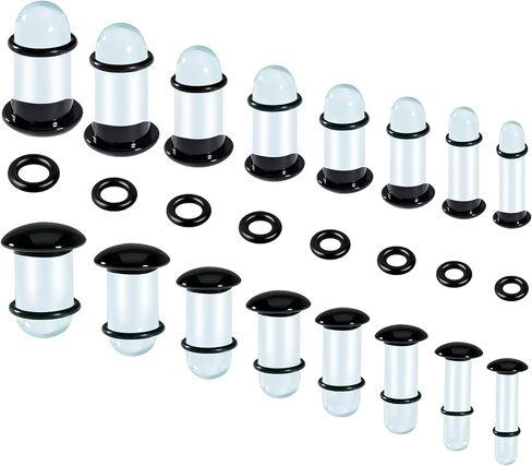 20 قطعة من مجموعة أدوات قياس الأذن الزجاجية بزيادات 0.5 مم 14G-2G سدادات مضيئة واحدة Comf مضادة للحساسية وتمتد مجموعة قياس ثقب الجسم in Kuwait
