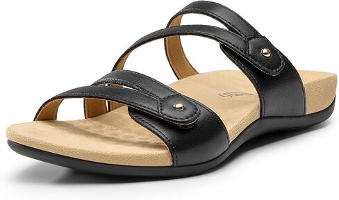 صنادل مسطحة للنساء من Rihero لدعم قوس العظام، صنادل كاجوال مريحة مع حزام قابل للتعديل للمشي في الصيف in Kuwait