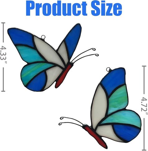 مجموعة فراشة Suncatcher للتعليق على النوافذ من الزجاج الملون، لوحة فنية جدارية لتزيين النوافذ مصنوعة يدويًا على شكل فراشة من الزجاج in Kuwait