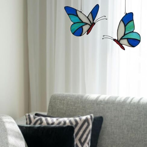 مجموعة فراشة Suncatcher للتعليق على النوافذ من الزجاج الملون، لوحة فنية جدارية لتزيين النوافذ مصنوعة يدويًا على شكل فراشة من الزجاج in Kuwait