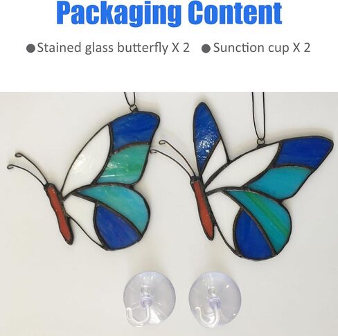 مجموعة فراشة Suncatcher للتعليق على النوافذ من الزجاج الملون، لوحة فنية جدارية لتزيين النوافذ مصنوعة يدويًا على شكل فراشة من الزجاج in Kuwait