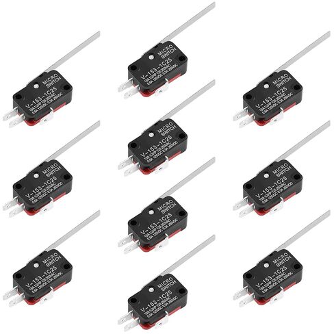 V-156-1C25 Limit Switch – SPDT Micro Switch with Long Hinge Roller Lever, 10 Pieces – Industrial Grade Switch for Arduino, ESP32, ESP8266, Raspberry Pi with Tutorials in Saudi Arabia
