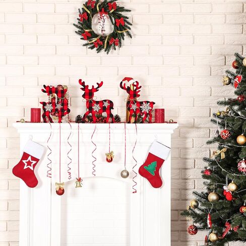 3 Pcs Reindeer Christmas Decor, Rustic Christmas Table Decor for Home, Farmhouse Centerpiece, Holiday Xmas Tiered Tray Decorations for Kitchen, Living Room, Dining Table, Shelf (Multicolor) in Saudi Arabia