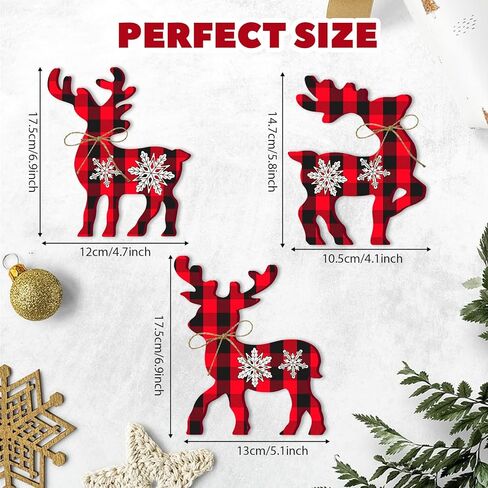 3 Pcs Reindeer Christmas Decor, Rustic Christmas Table Decor for Home, Farmhouse Centerpiece, Holiday Xmas Tiered Tray Decorations for Kitchen, Living Room, Dining Table, Shelf (Multicolor) in Saudi Arabia