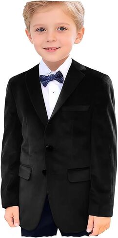 VENNYNG Boys Velvet Suit Blazer Two Button Slim Fit Formal Sports Coats Tuxedo Jacket for Kids Wedding Christams in Saudi Arabia