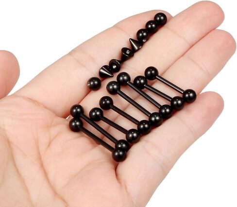 Lcolyoli Nipple Piercing Jewelry Tongue Rings Stainless Steel 16G 14G Straight Barbell Nipple Rings for Women Bar Length 12mm/14mm/16mm/19mm in Saudi Arabia