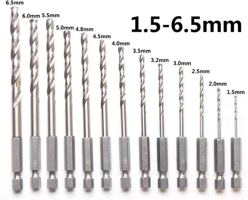 1.5-6.5 مللي متر M35 الكوبالت مثقاب الخشب تويست مثقاب مجموعة 1/4 بوصة عرافة عرقوب (1.5/2/2.5/3/3.2/3.5/4/4.5/4.8/5/5.5/6/6.5 مللي متر) 13 قطعة in Kuwait