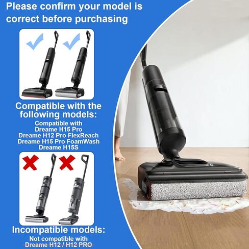 فرشاة دوارة وفلتر HEPA لقطع غيار المكنسة الكهربائية DREAME H12 Pro FlexReach / H15 Pro الرطبة والجافة، 2 فرشاة دوارة + 2 مرشحات HEPA + 1 فرشاة تنظيف in Kuwait