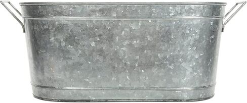 Hosley 18 Inch Long Galvanized Oval Beverage Party Tub Chiller. Garden Planter Serve Ware. Ideal for Floral Arrangements Patio Garden in Saudi Arabia