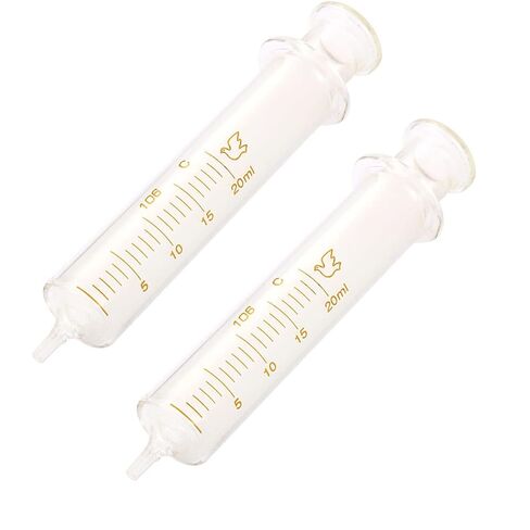 2 حزمة من المحاقن الزجاجية القابلة لإعادة الاستخدام، 30 مل حقنة زجاجية ذات قطر قياسي حاقن عينات مختبرية in Kuwait